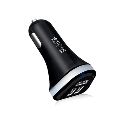 czar c5483 4.8 a -3 usb port car charger for all android and apple devices (black)
